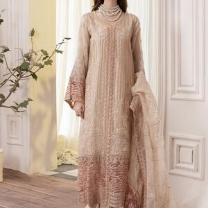 Elegant Beige Embroidered Dress
